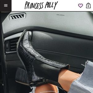 Princess Polly Therapy Josette Black Croc Boots